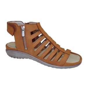 Naot PITAU Amber Nubuck Leather Gladiator Ankle Strappy‎ Zip Sandals Sz 37/7